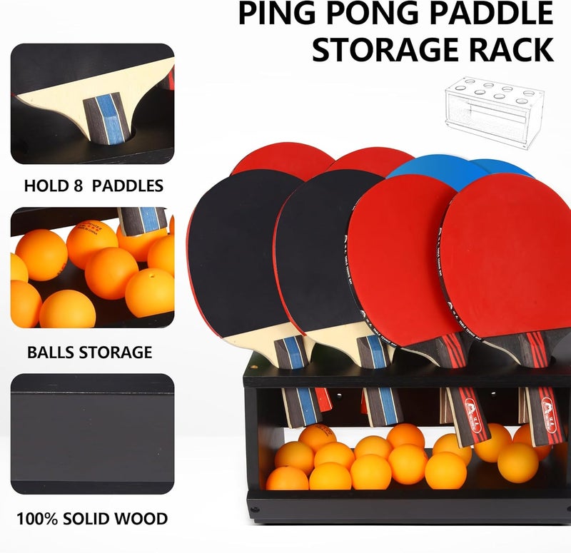 Onemacc Ping Pong Paddle Holder, Ping Pong Paddle Storage Rack Hold 8 Rackets, 2-in-1 Wall Mount & Countertop Table Tennis Holder for Garage, Game Room, Bar and Men Cave - Image 4